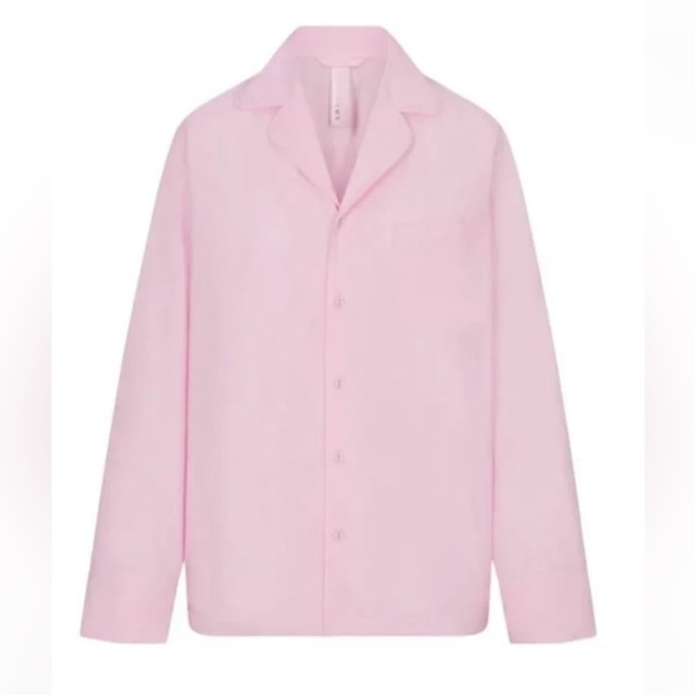 SKIMS Pink Poplin Button Up Shirt Sz M